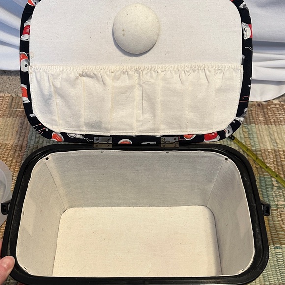 Black Sewing Box with Colorful Spool Pattern - Picture 5 of 9